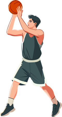 Jugador de baloncesto pasando la pelota al aro  Illustration