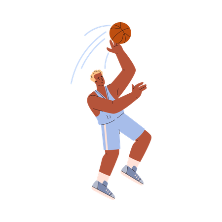 Jugador de baloncesto saltando para atrapar la pelota  Ilustración