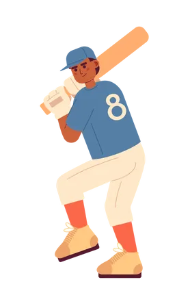 Jugador de béisbol afroamericano en posición de bateo  Ilustración