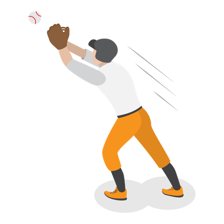 Jugador de béisbol atrapando la pelota  Ilustración