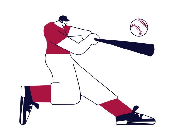 Jugador de béisbol golpeando la pelota  Ilustración