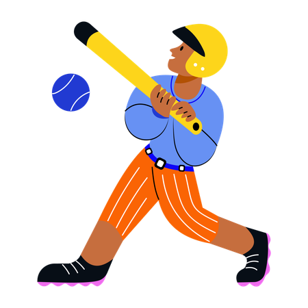 Jugador de béisbol jugando béisbol  Illustration