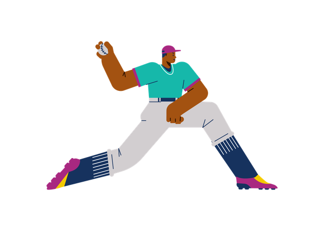 Jugador de béisbol lanzando pelota  Ilustración