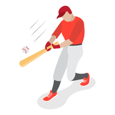 Jugador de béisbol practicando con bate  Ilustración