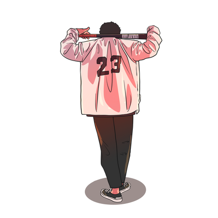 Jugador de béisbol sosteniendo bate  Ilustración