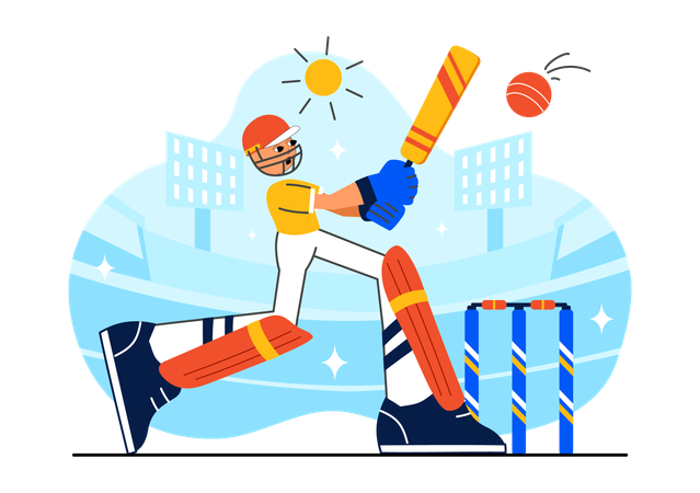 El jugador de críquet juega con el corazón  Ilustración