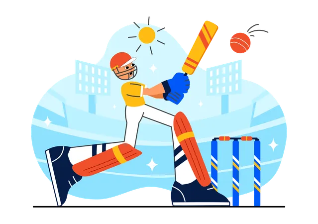 El jugador de críquet juega con el corazón  Ilustración