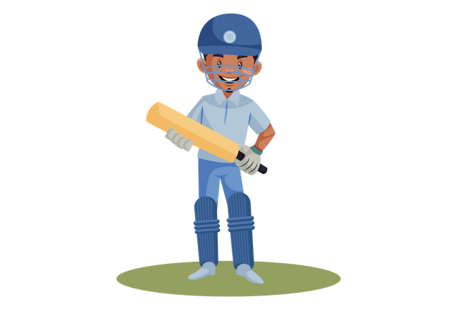 Jugador de cricket sonriendo  Ilustración