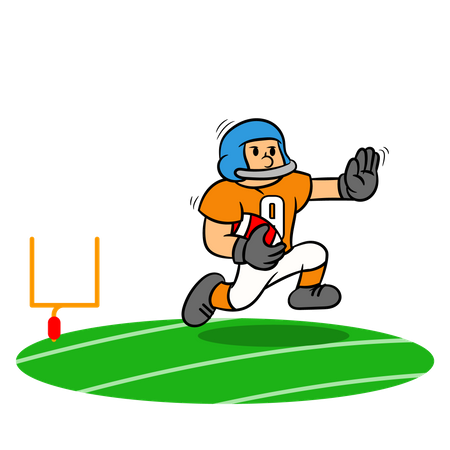 Jugador de fútbol americano defendiendo la pelota  Ilustración