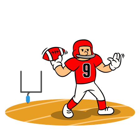 Jugador de fútbol americano lanzando pelota  Ilustración