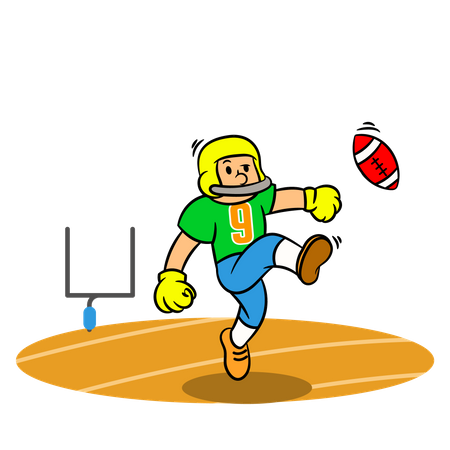 Jugador de fútbol americano pateando la pelota  Ilustración