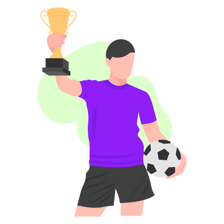 El futbolista consiguió el trofeo.  Ilustración