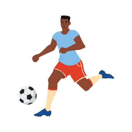 Jugador de fútbol golpeando la pelota  Ilustración