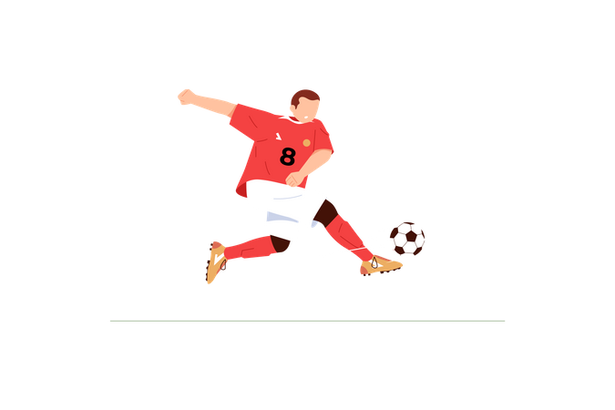 Jugador de fútbol haciendo tiro de volea  Ilustración