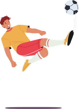 Jugador de futbol patear pelota  Ilustración