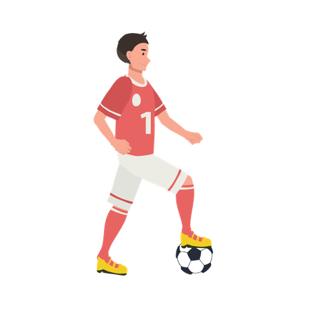 Jugador de fútbol pateando la pelota  Ilustración