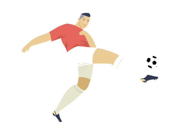 Jugador de fútbol pateando la pelota  Ilustración
