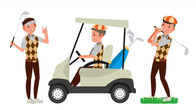 Jugador de golf masculino  Ilustración