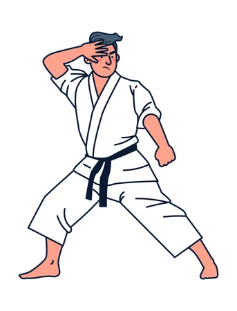 Jugador de karate masculino  Ilustración