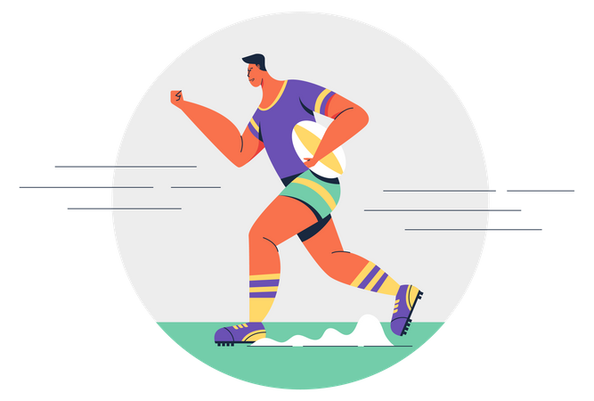 Jugador de rugby corriendo  Ilustración