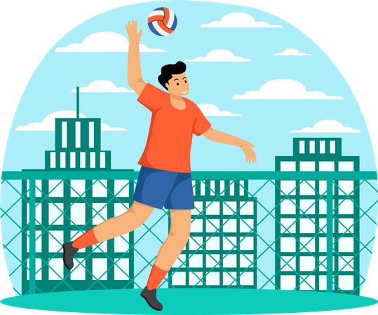 Jugador de voleibol aplastando  Ilustración