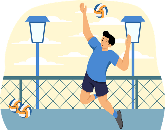 Jugador de voleibol aplastando  Ilustración