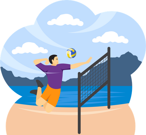 Jugador de voleibol aplastando  Ilustración