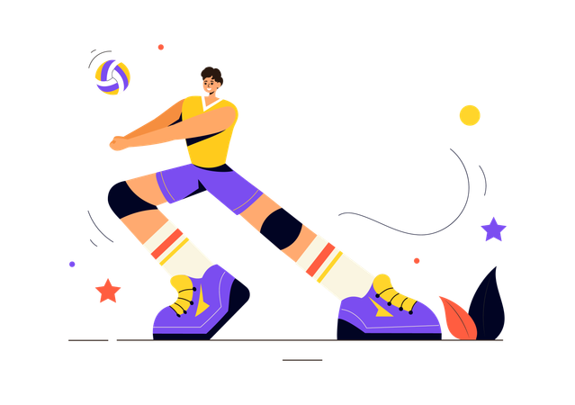 Jugador de voleibol ataca a oponente  Ilustración