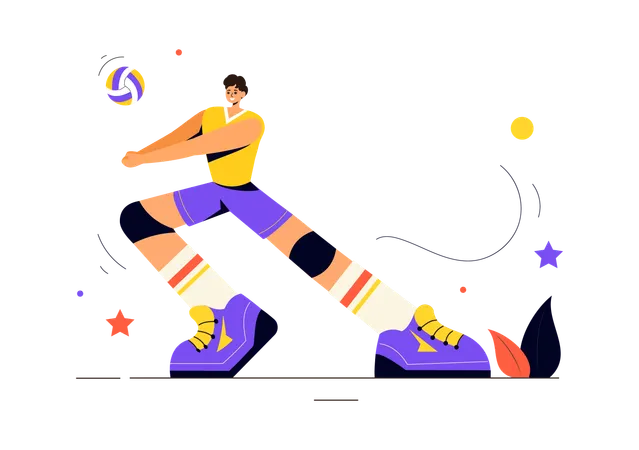 Jugador de voleibol ataca a oponente  Ilustración