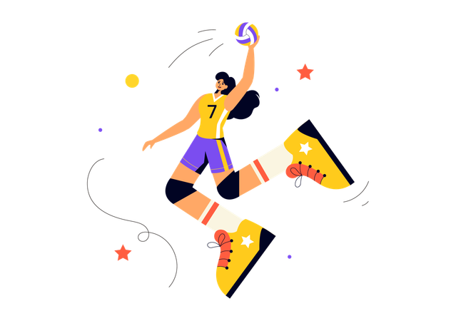 Jugador de voleibol gana partido  Ilustración