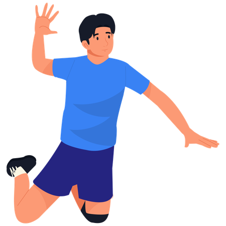 Jugador de voleibol masculino con saque con salto  Ilustración