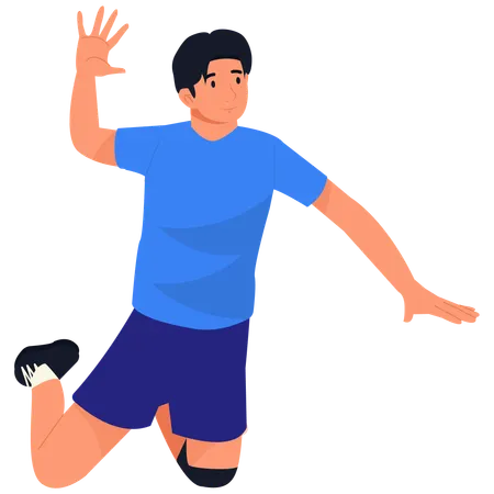 Jugador de voleibol masculino con saque con salto  Ilustración
