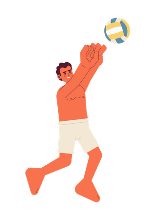 Jugador de voleibol masculino rematando  Ilustración