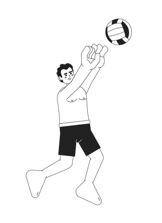 Jugador de voleibol masculino rematando  Ilustración