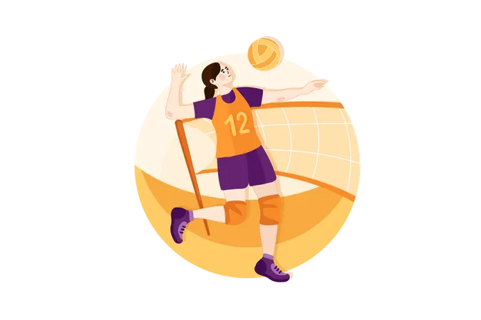Jugador de voleibol rompiendo la pelota  Ilustración
