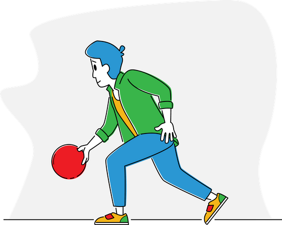 Jugador hombre lanza pelota en el carril  Ilustración