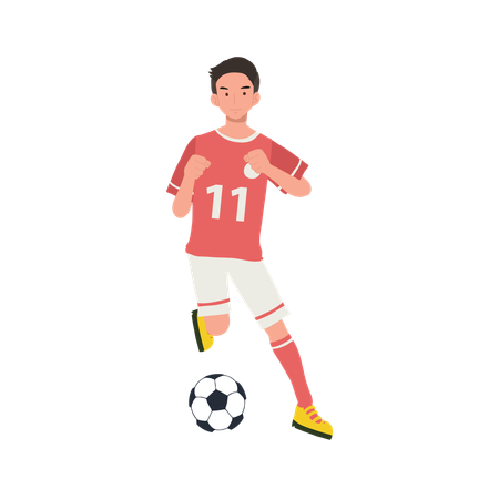 Jugador masculino jugando al fútbol  Ilustración