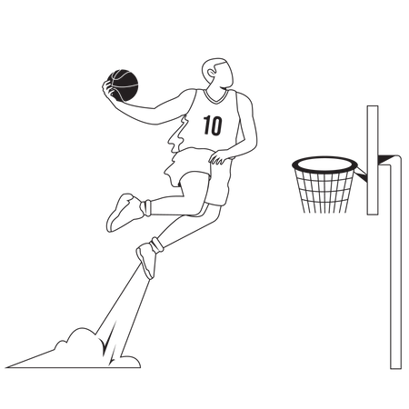 Jugador Dunk en baloncesto  Ilustración