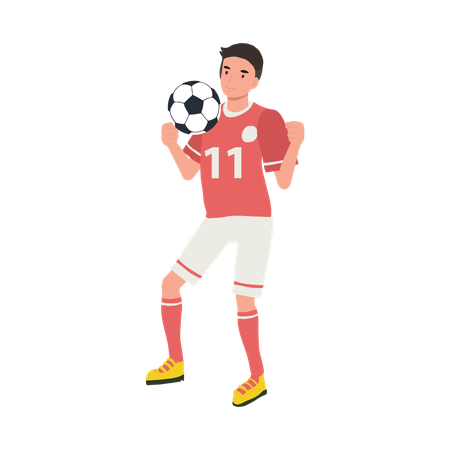 Jugador mostrando sus habilidades futbolísticas  Ilustración