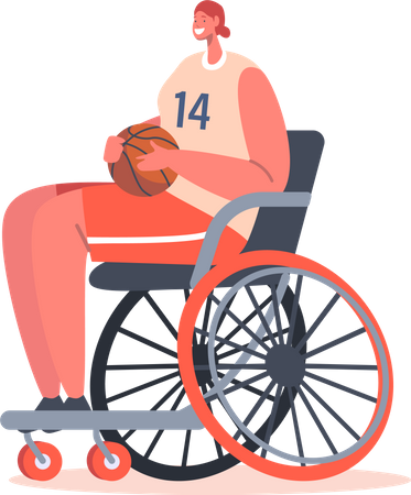 Jugador de baloncesto paralímpico en silla de ruedas  Ilustración