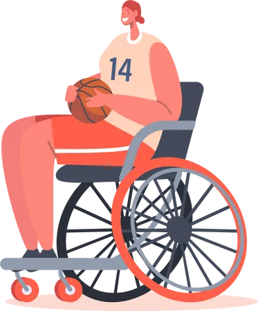 Jugador de baloncesto paralímpico en silla de ruedas  Ilustración