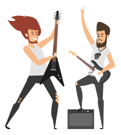 Jugador eléctrico de rock masculino  Ilustración