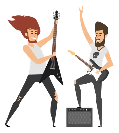 Jugador eléctrico de rock masculino  Ilustración