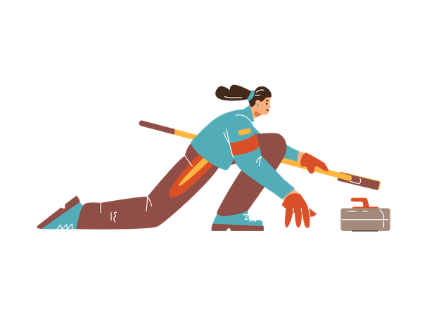 Jugadora barriendo hielo  Ilustración