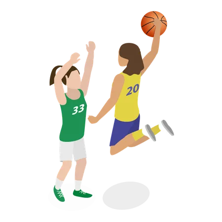 Jugadora de baloncesto jugando baloncesto  Ilustración