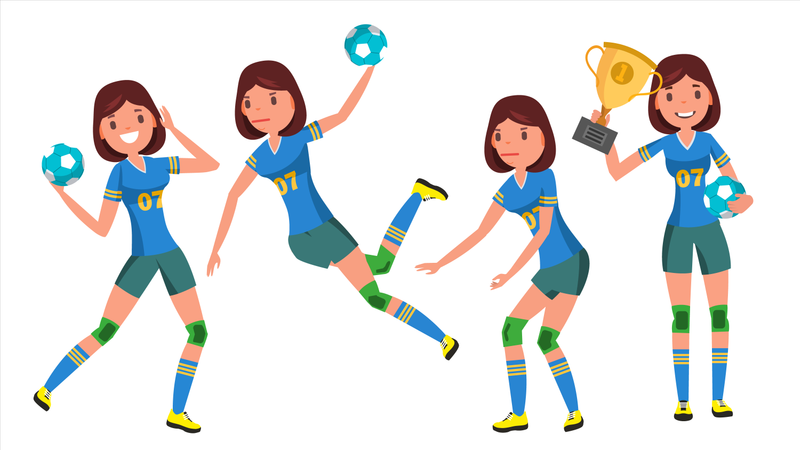 Jugadora de balonmano joven  Ilustración