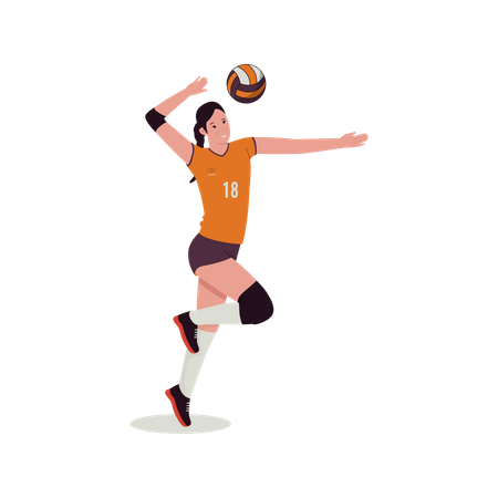 Jugadora de voleibol femenina jugando  Ilustración