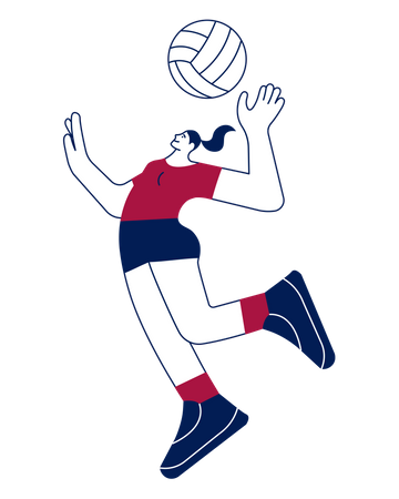 Mujer jugadora de voleibol sirviendo pelota  Illustration