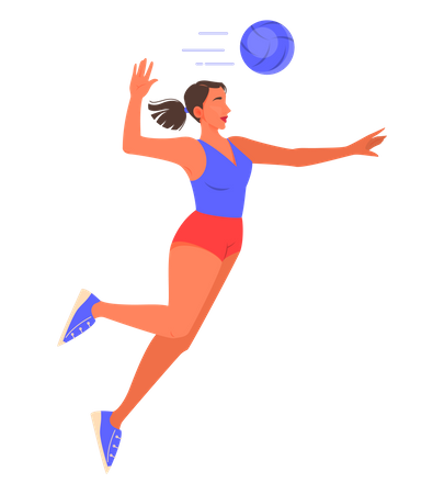 Jugadora de voleibol rompiendo la pelota  Ilustración