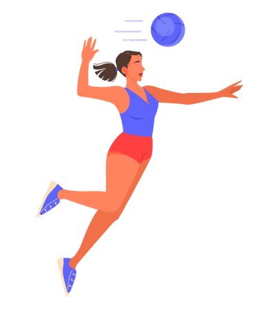 Jugadora de voleibol rompiendo la pelota  Ilustración